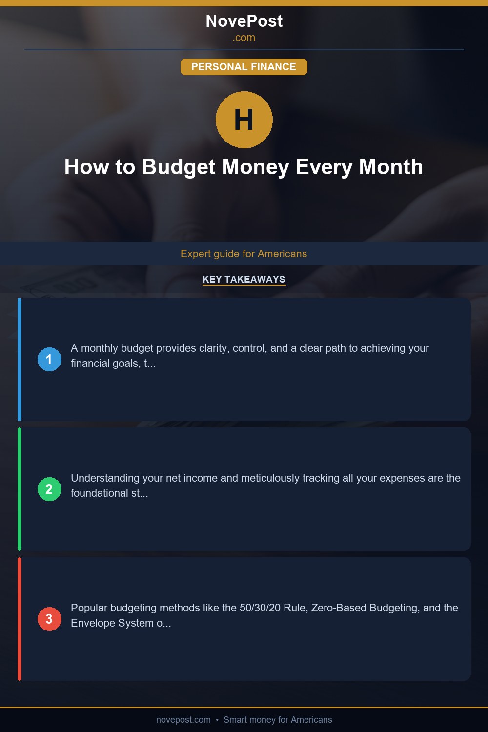 How to Budget Money Every Month infographic