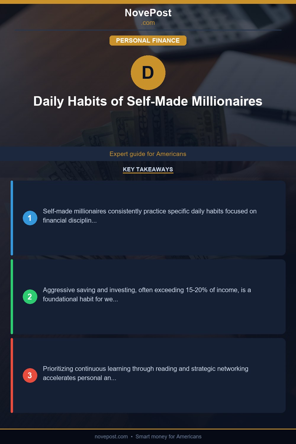 Daily Habits of Self-Made Millionaires infographic