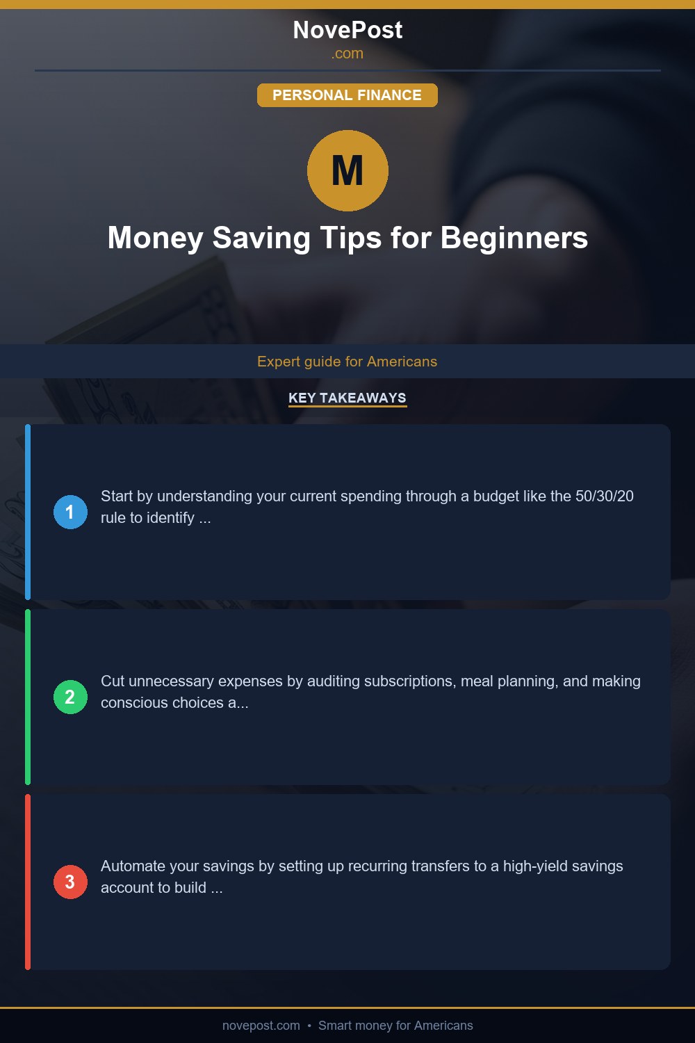 Money Saving Tips for Beginners infographic