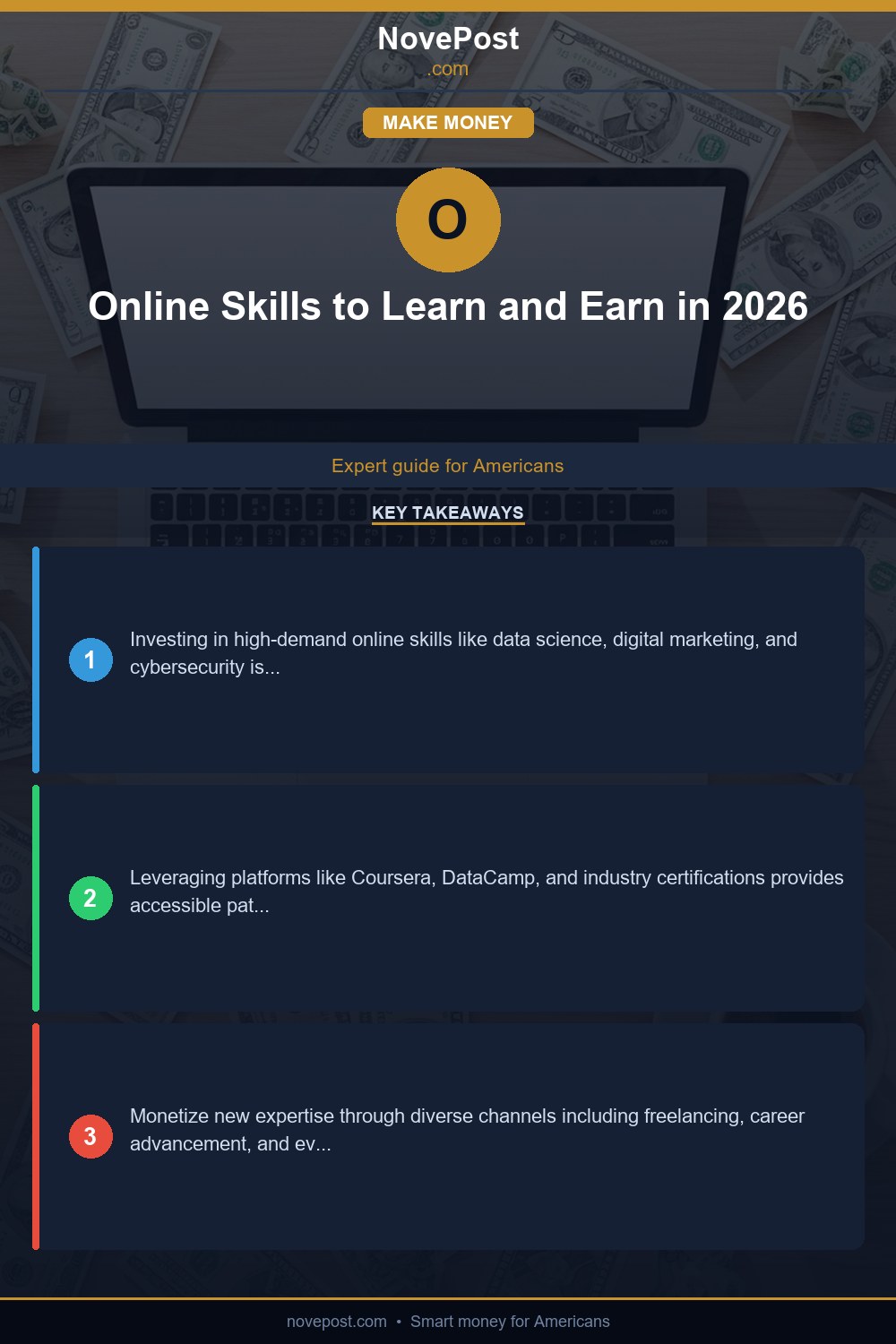 Online Skills to Learn and Earn in 2026 infographic