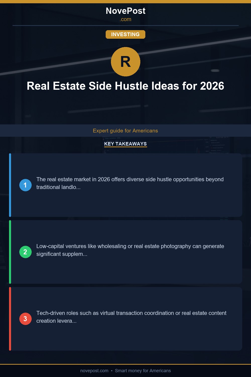 Real Estate Side Hustle Ideas for 2026 infographic