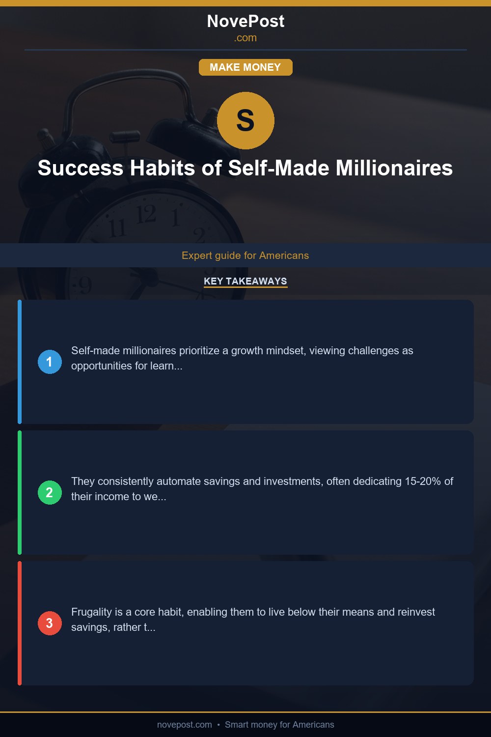 Success Habits of Self-Made Millionaires infographic